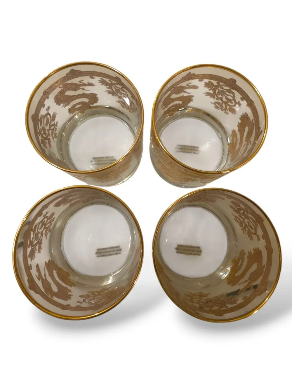 Retired Williams Sonoma Lunar New Year Gold Dragon Dbl Old Fashioned Glasses NEW